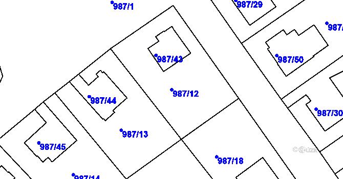Parcela st. 987/12 v KÚ Turnov, Katastrální mapa