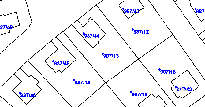 Parcela st. 987/13 v KÚ Turnov, Katastrální mapa