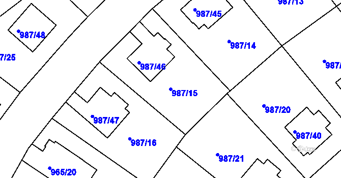 Parcela st. 987/15 v KÚ Turnov, Katastrální mapa