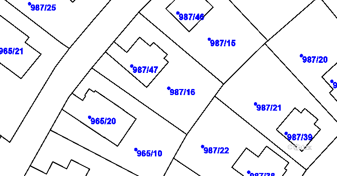 Parcela st. 987/16 v KÚ Turnov, Katastrální mapa