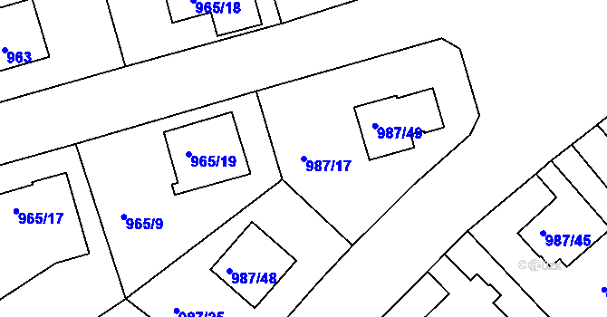 Parcela st. 987/17 v KÚ Turnov, Katastrální mapa