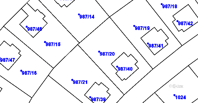 Parcela st. 987/20 v KÚ Turnov, Katastrální mapa
