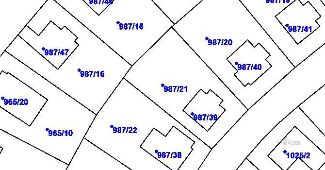 Parcela st. 987/21 v KÚ Turnov, Katastrální mapa