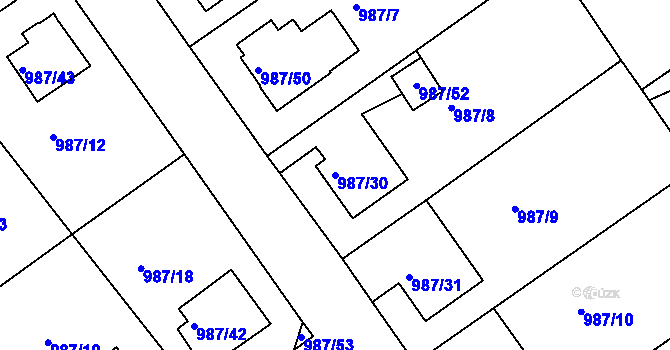 Parcela st. 987/30 v KÚ Turnov, Katastrální mapa