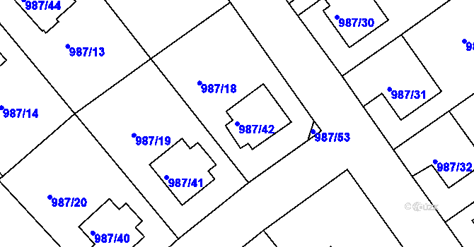Parcela st. 987/42 v KÚ Turnov, Katastrální mapa