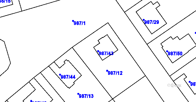 Parcela st. 987/43 v KÚ Turnov, Katastrální mapa