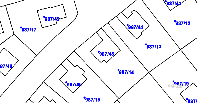 Parcela st. 987/45 v KÚ Turnov, Katastrální mapa