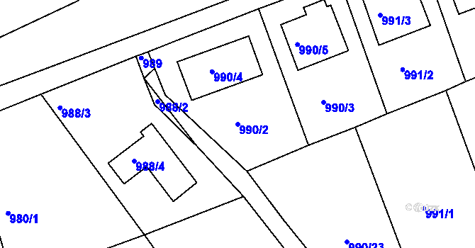 Parcela st. 990/2 v KÚ Turnov, Katastrální mapa