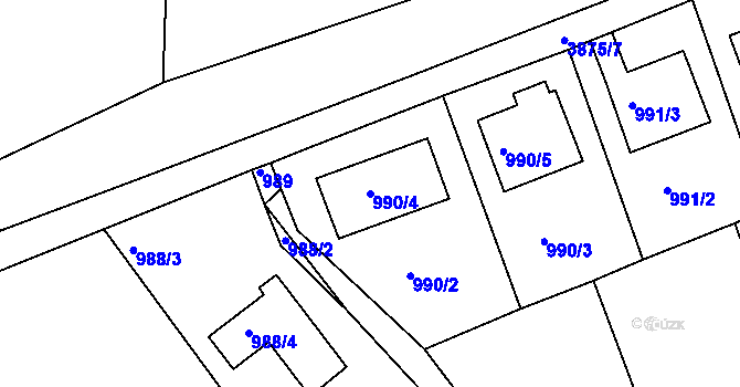 Parcela st. 990/4 v KÚ Turnov, Katastrální mapa