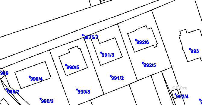 Parcela st. 991/3 v KÚ Turnov, Katastrální mapa