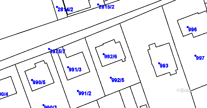 Parcela st. 992/6 v KÚ Turnov, Katastrální mapa