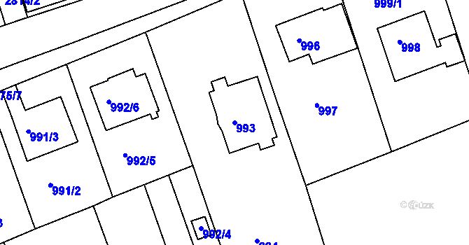 Parcela st. 993 v KÚ Turnov, Katastrální mapa