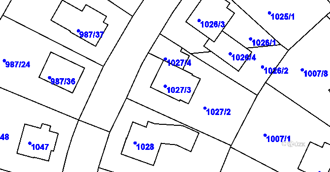 Parcela st. 1027/3 v KÚ Turnov, Katastrální mapa
