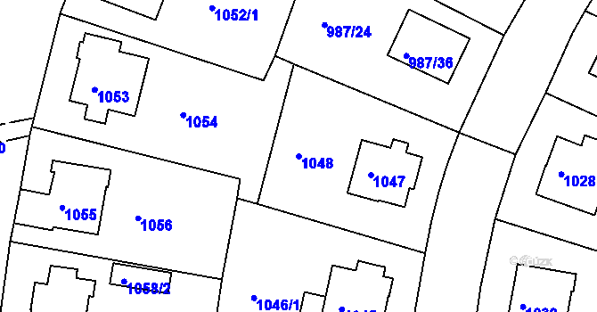 Parcela st. 1048 v KÚ Turnov, Katastrální mapa