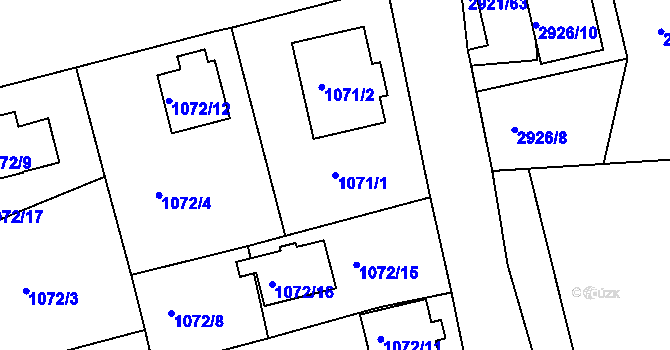 Parcela st. 1071/1 v KÚ Turnov, Katastrální mapa