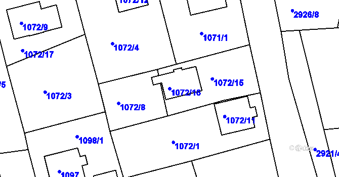 Parcela st. 1072/16 v KÚ Turnov, Katastrální mapa