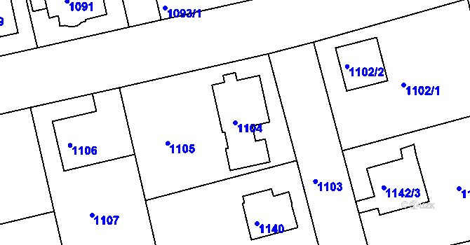 Parcela st. 1104 v KÚ Turnov, Katastrální mapa