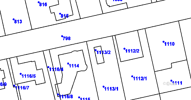 Parcela st. 1113/2 v KÚ Turnov, Katastrální mapa