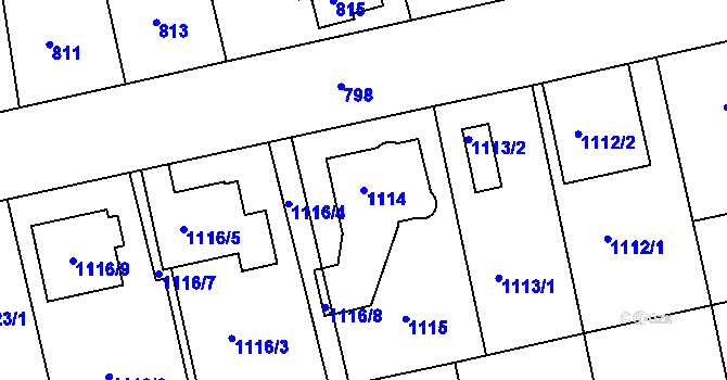 Parcela st. 1114 v KÚ Turnov, Katastrální mapa