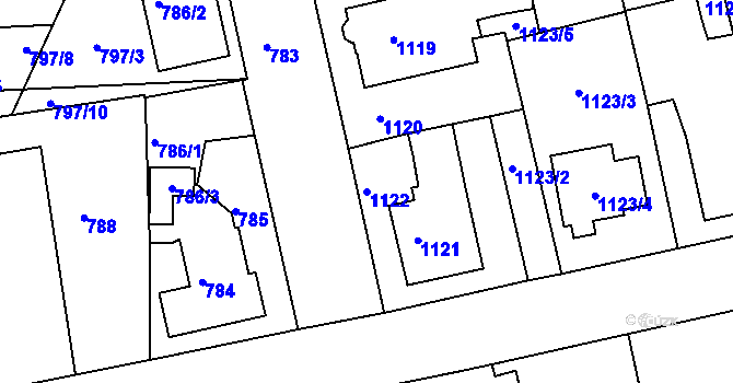 Parcela st. 1122 v KÚ Turnov, Katastrální mapa