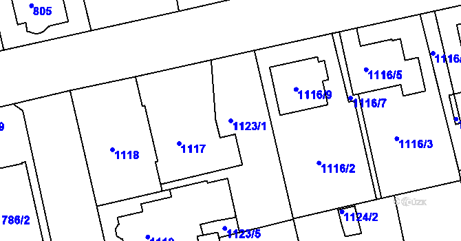 Parcela st. 1123/1 v KÚ Turnov, Katastrální mapa