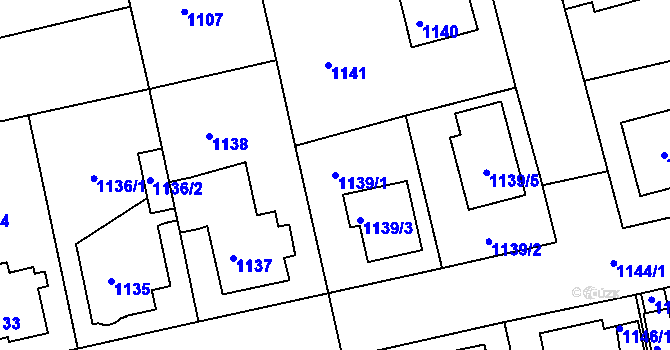 Parcela st. 1139/1 v KÚ Turnov, Katastrální mapa