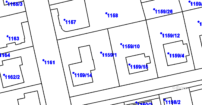 Parcela st. 1159/1 v KÚ Turnov, Katastrální mapa