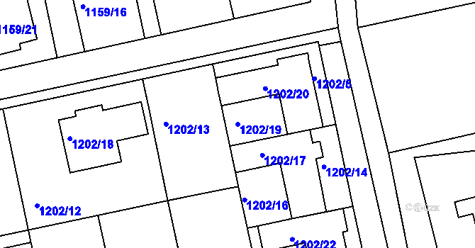 Parcela st. 1202/19 v KÚ Turnov, Katastrální mapa