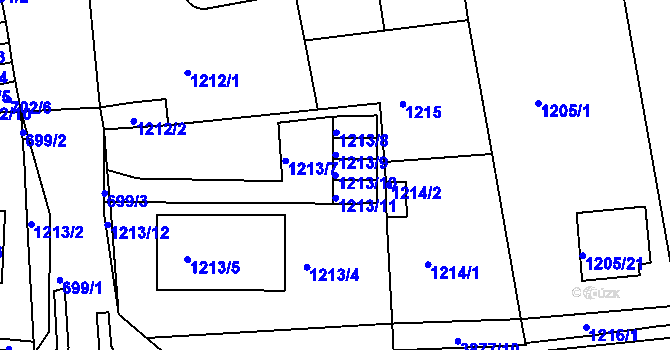 Parcela st. 1213/10 v KÚ Turnov, Katastrální mapa