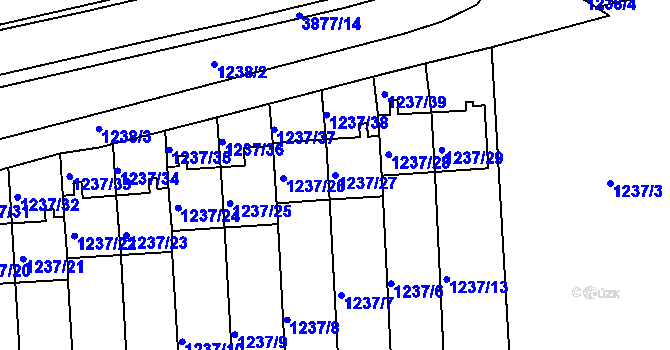 Parcela st. 1237/27 v KÚ Turnov, Katastrální mapa