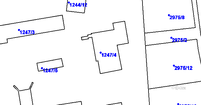 Parcela st. 1247/4 v KÚ Turnov, Katastrální mapa