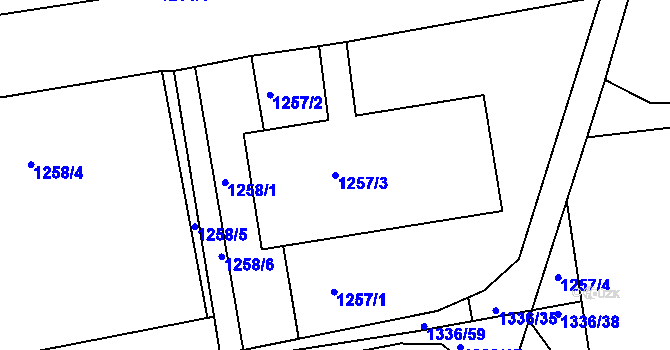 Parcela st. 1257/3 v KÚ Turnov, Katastrální mapa