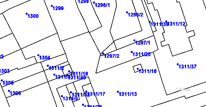 Parcela st. 1297/2 v KÚ Turnov, Katastrální mapa