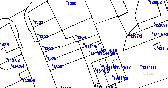 Parcela st. 1311/2 v KÚ Turnov, Katastrální mapa
