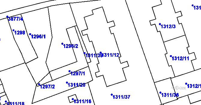 Parcela st. 1311/12 v KÚ Turnov, Katastrální mapa
