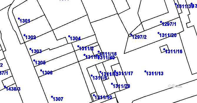 Parcela st. 1311/18 v KÚ Turnov, Katastrální mapa