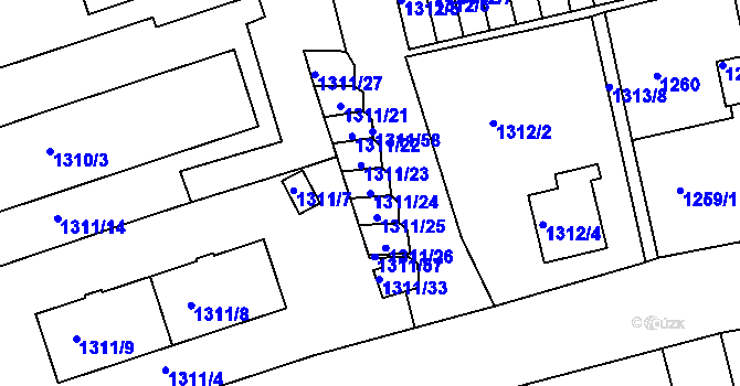 Parcela st. 1311/24 v KÚ Turnov, Katastrální mapa