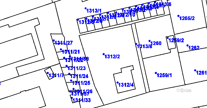 Parcela st. 1312/2 v KÚ Turnov, Katastrální mapa