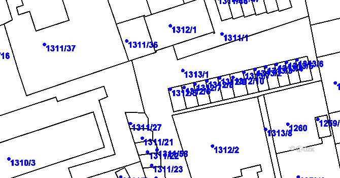 Parcela st. 1312/5 v KÚ Turnov, Katastrální mapa