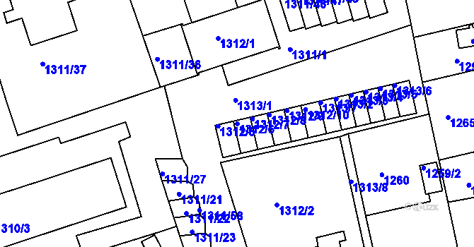 Parcela st. 1312/6 v KÚ Turnov, Katastrální mapa