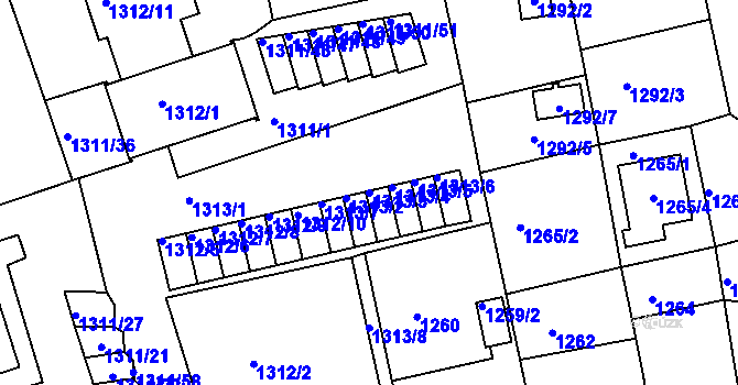 Parcela st. 1313/3 v KÚ Turnov, Katastrální mapa