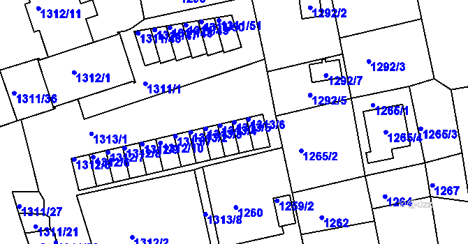 Parcela st. 1313/5 v KÚ Turnov, Katastrální mapa