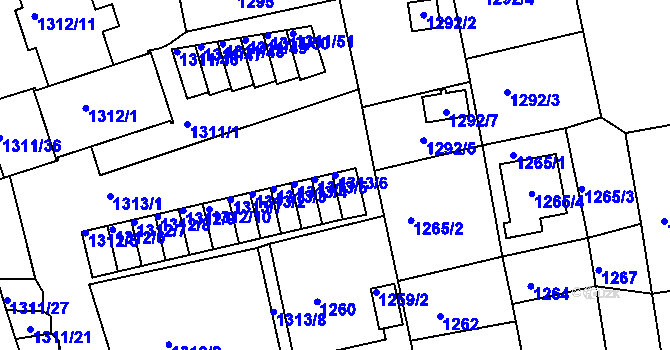 Parcela st. 1313/6 v KÚ Turnov, Katastrální mapa