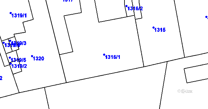 Parcela st. 1316/1 v KÚ Turnov, Katastrální mapa