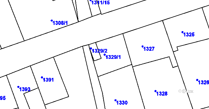Parcela st. 1329/1 v KÚ Turnov, Katastrální mapa