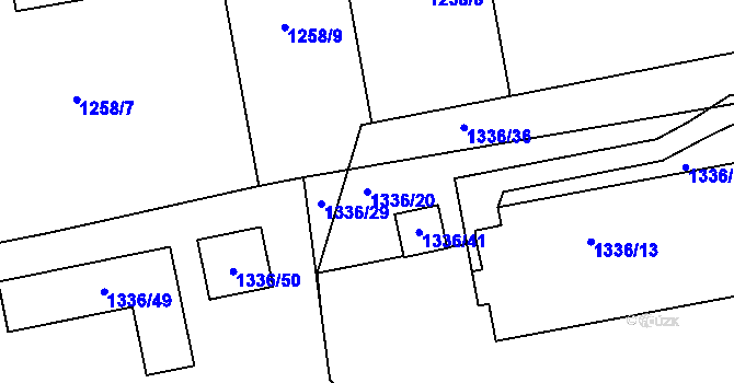 Parcela st. 1336/20 v KÚ Turnov, Katastrální mapa