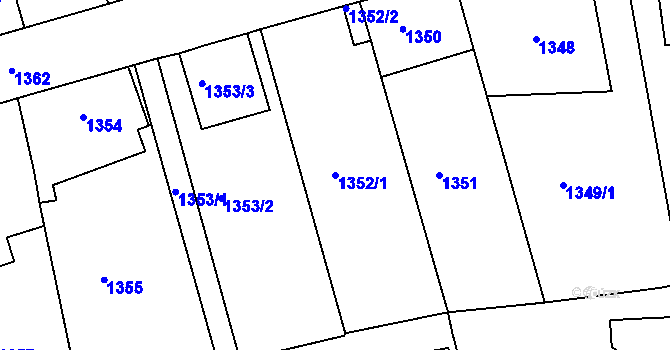 Parcela st. 1352/1 v KÚ Turnov, Katastrální mapa