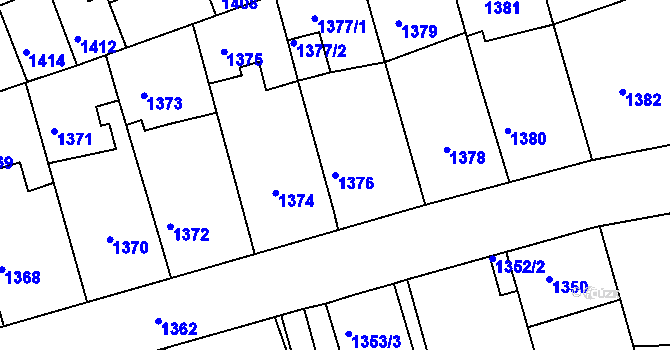 Parcela st. 1376 v KÚ Turnov, Katastrální mapa