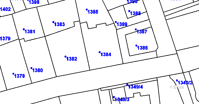 Parcela st. 1384 v KÚ Turnov, Katastrální mapa