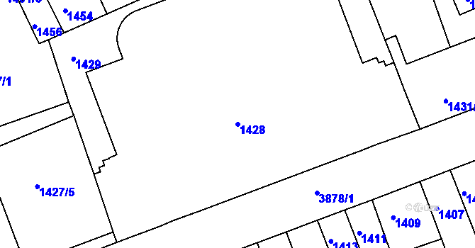 Parcela st. 1428 v KÚ Turnov, Katastrální mapa